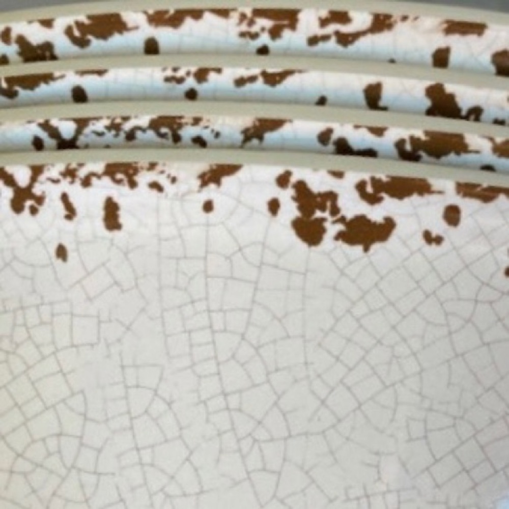 Set of 4 Tommy Bahama Burrito Bowls - Cream & Rustic Crackle 100% Melamine NEW - Picture 2 of 2